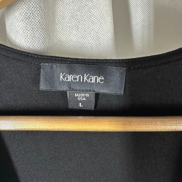 Karen Kane Layered Drape Front Casual Minimalist Top Black Size Large Stretch - Picture 3 of 8